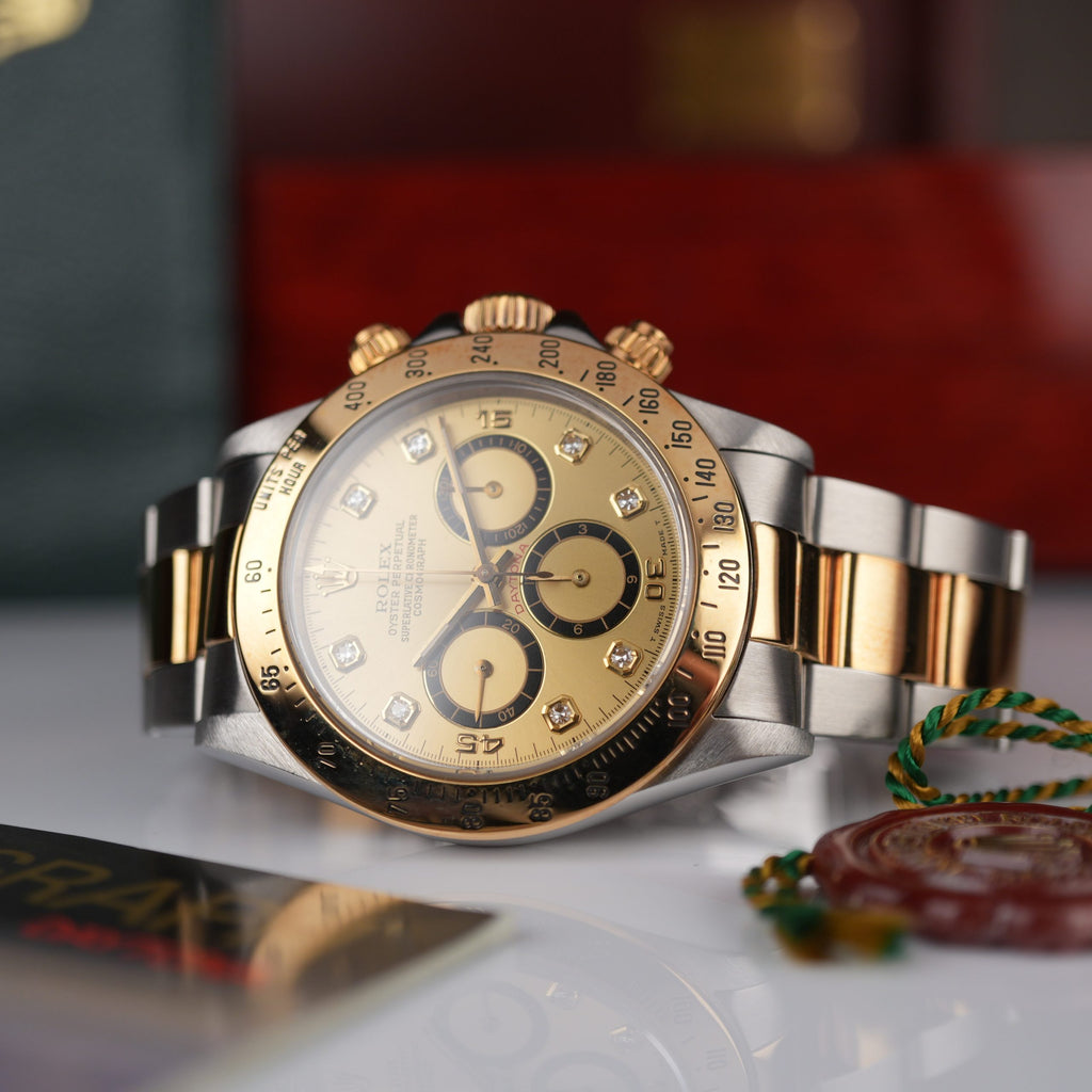 1989 Rolex Daytona 16523 Steel & Gold 4 line diamond dial