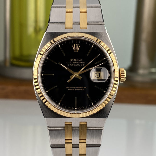 1990 Rolex Datejust Oysterquartz 17013 Unpolished Black Dial in like NOS condition