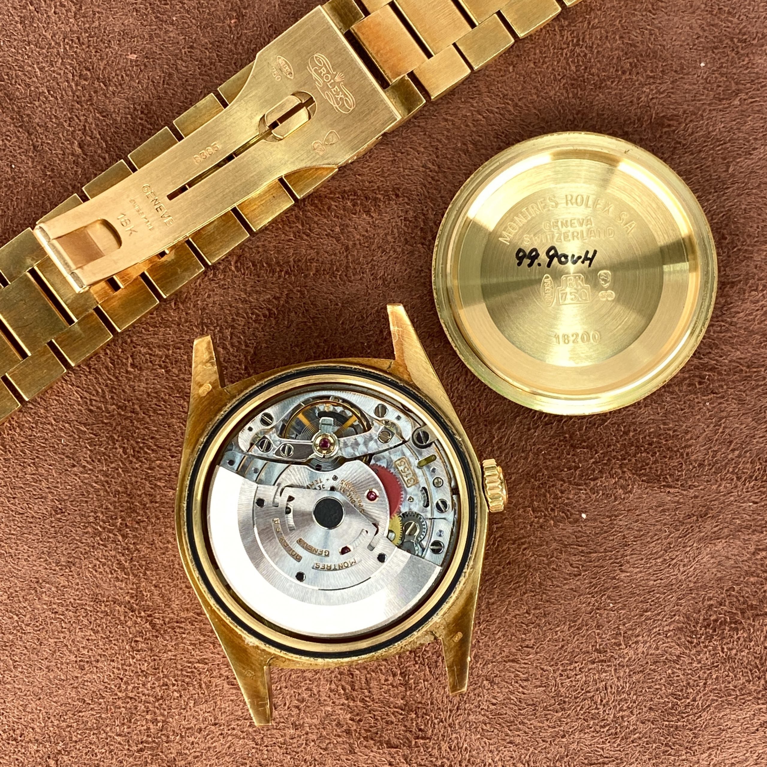 1990 Rolex Day-Date 18238 Unpolished President Yellow Gold Ruby & Diamond String Dial