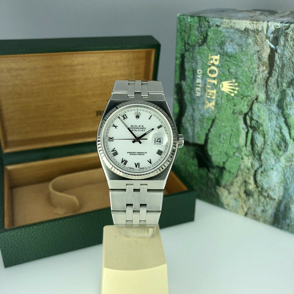 1991 Vintage Rolex DateJust Oyster quartz 17014 Roman Dial Unpolished With box