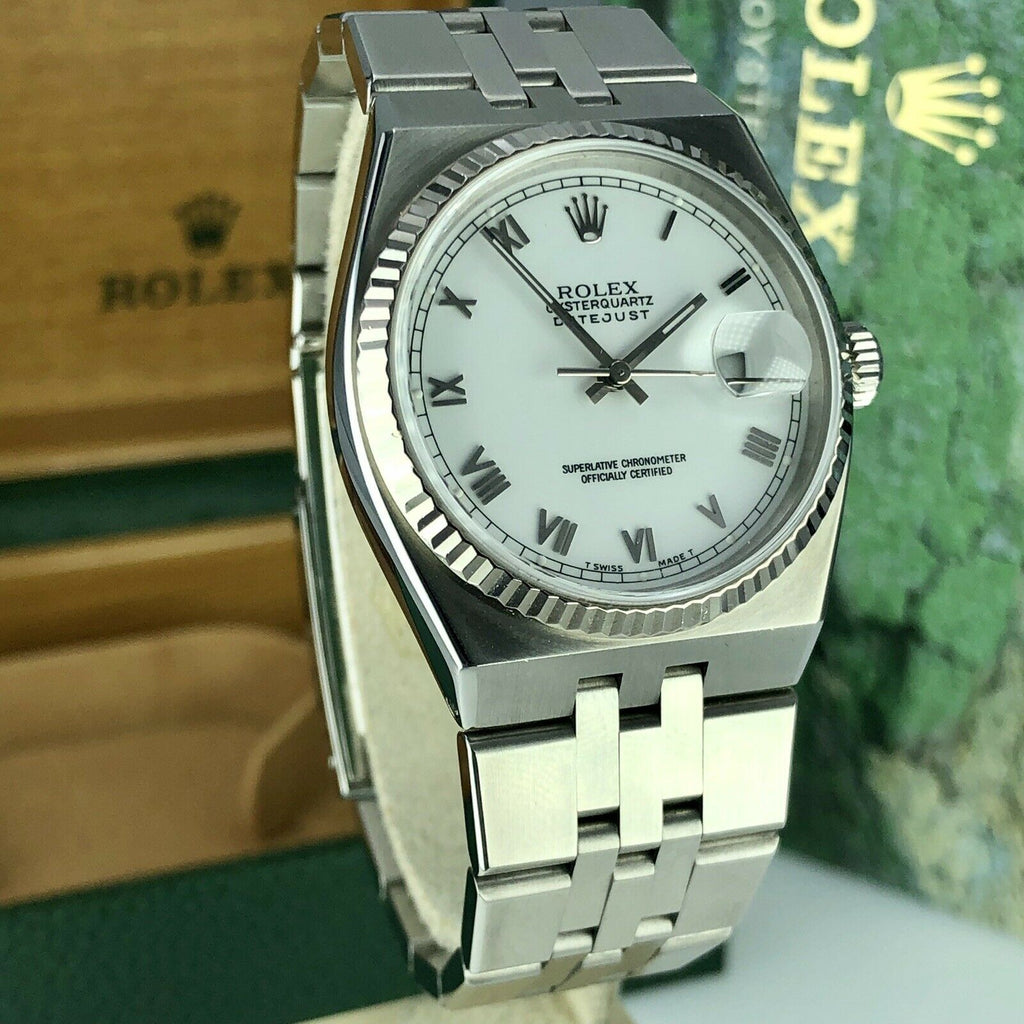 1991 Vintage Rolex DateJust Oyster quartz 17014 Roman Dial Unpolished With box