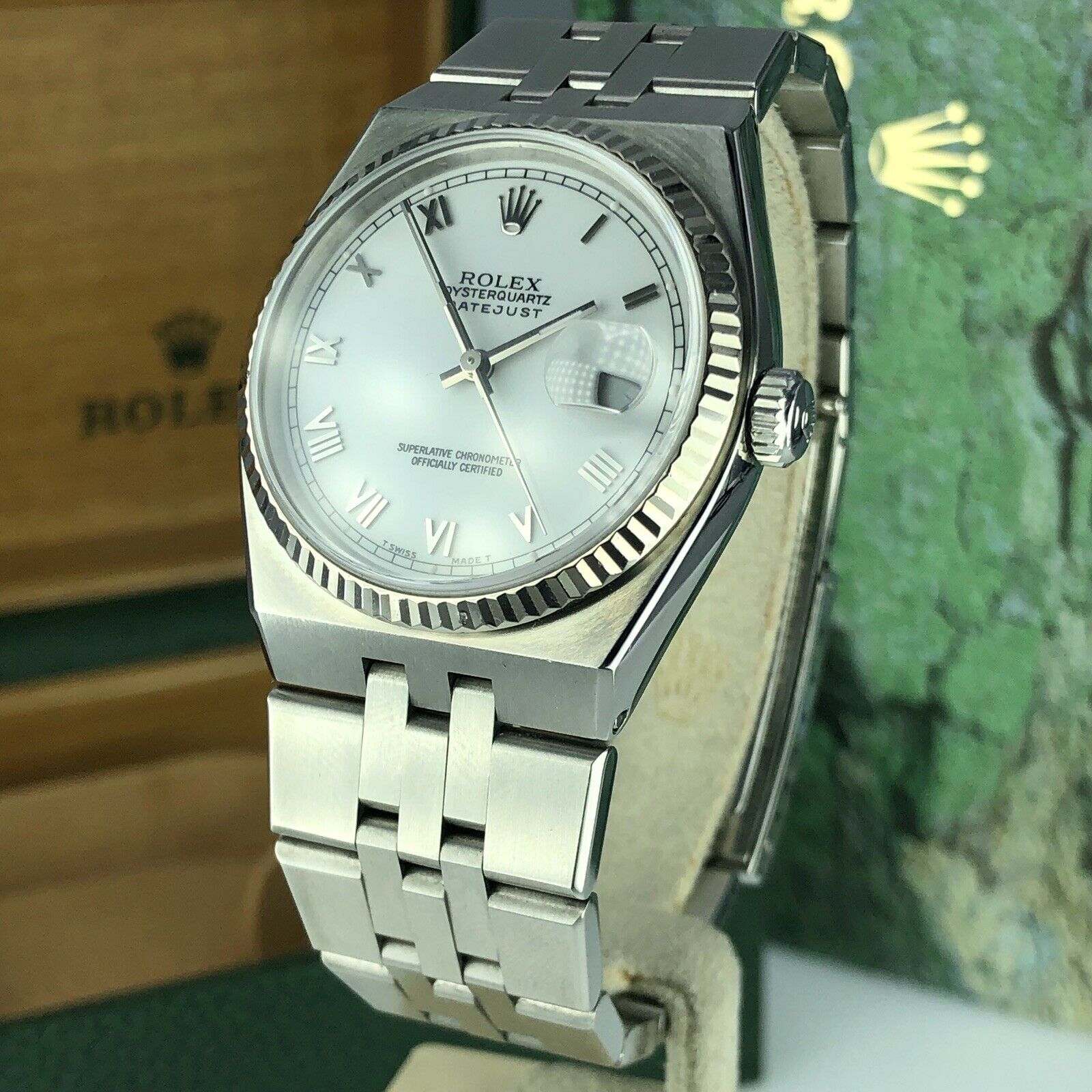 1991 Vintage Rolex DateJust Oyster quartz 17014 Roman Dial Unpolished With box
