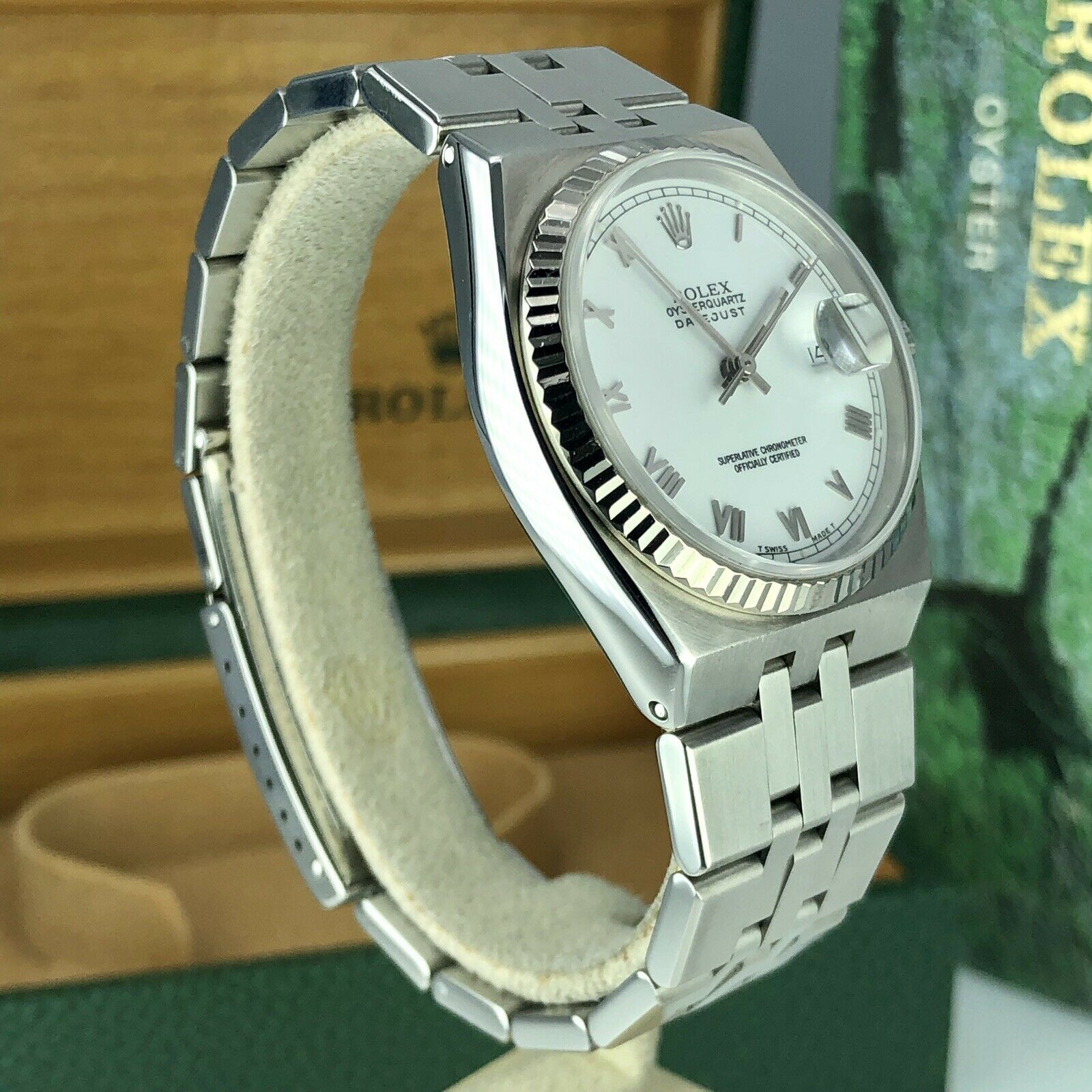 1991 Vintage Rolex DateJust Oyster quartz 17014 Roman Dial Unpolished With box