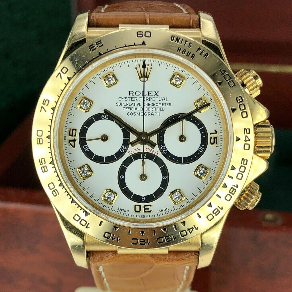 1991 Vintage Rolex Daytona 16518 Diamond Dial zenith Inverted 6 Unpolished