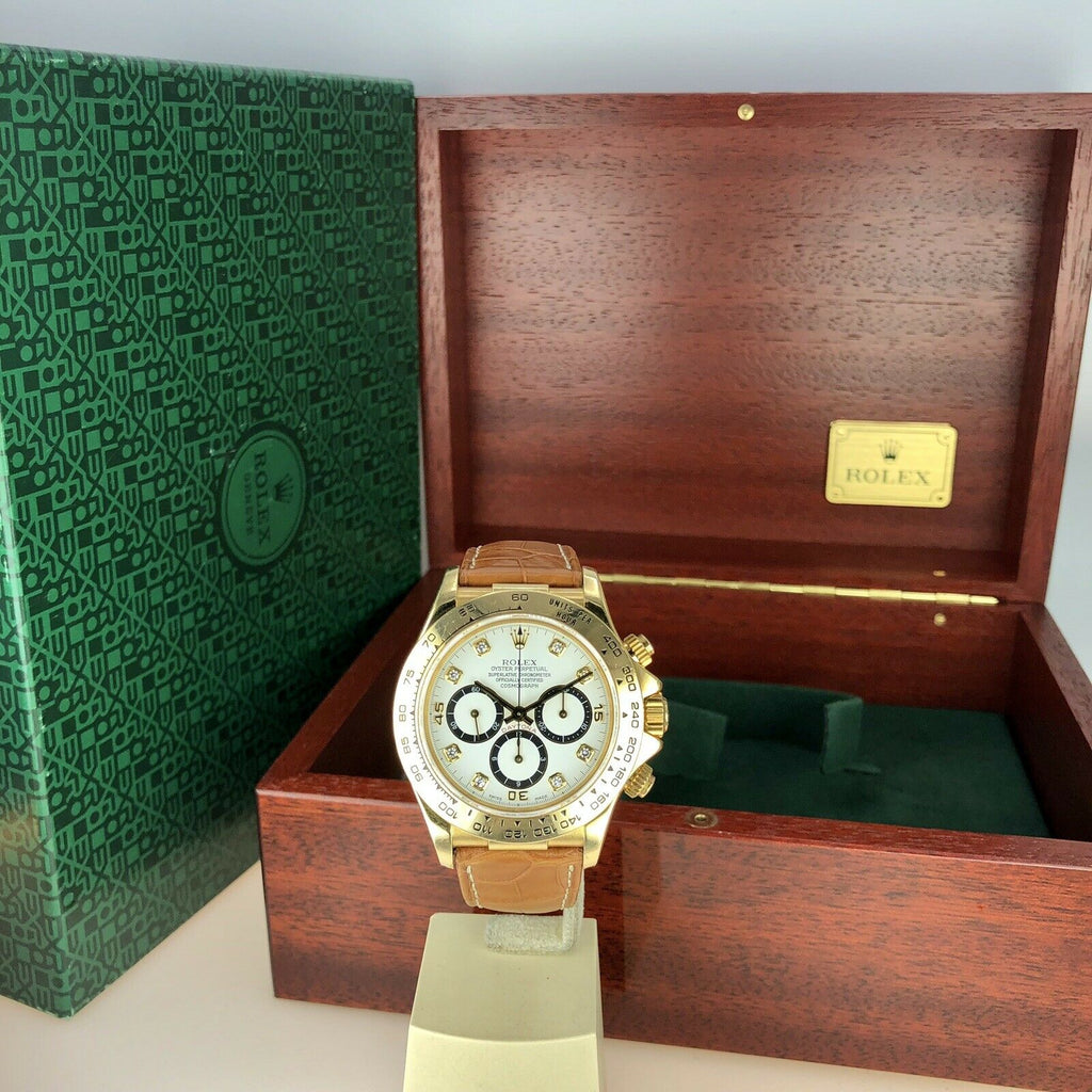1991 Vintage Rolex Daytona 16518 Diamond Dial zenith Inverted 6 Unpolished