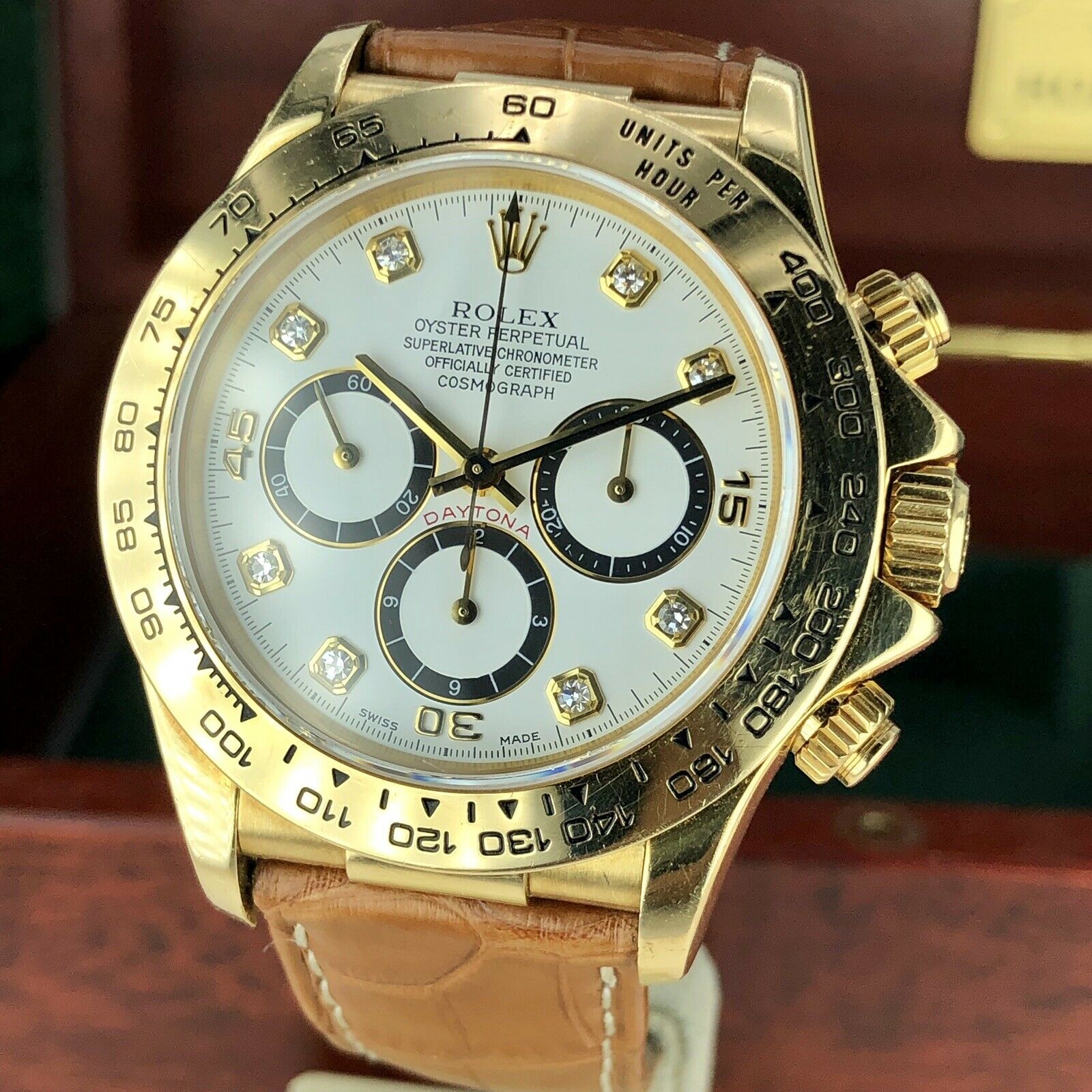 1991 Vintage Rolex Daytona 16518 Diamond Dial zenith Inverted 6 Unpolished