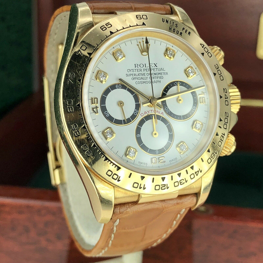 1991 Vintage Rolex Daytona 16518 Diamond Dial zenith Inverted 6 Unpolished