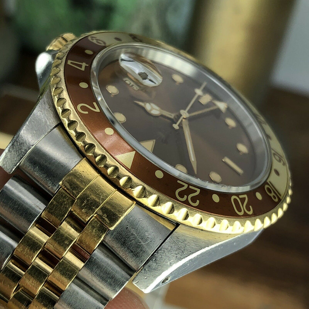 1991 Vintage Rolex 16713 GMT-Master 2 Tone Gold & Steel Unpolished Rootbeer