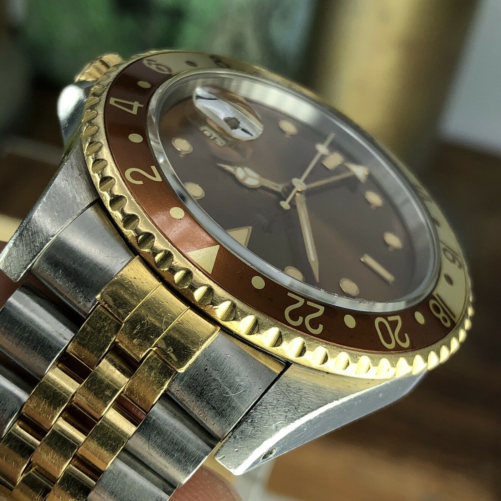 1991 Vintage Rolex 16713 GMT-Master 2 Tone Gold & Steel Unpolished Rootbeer