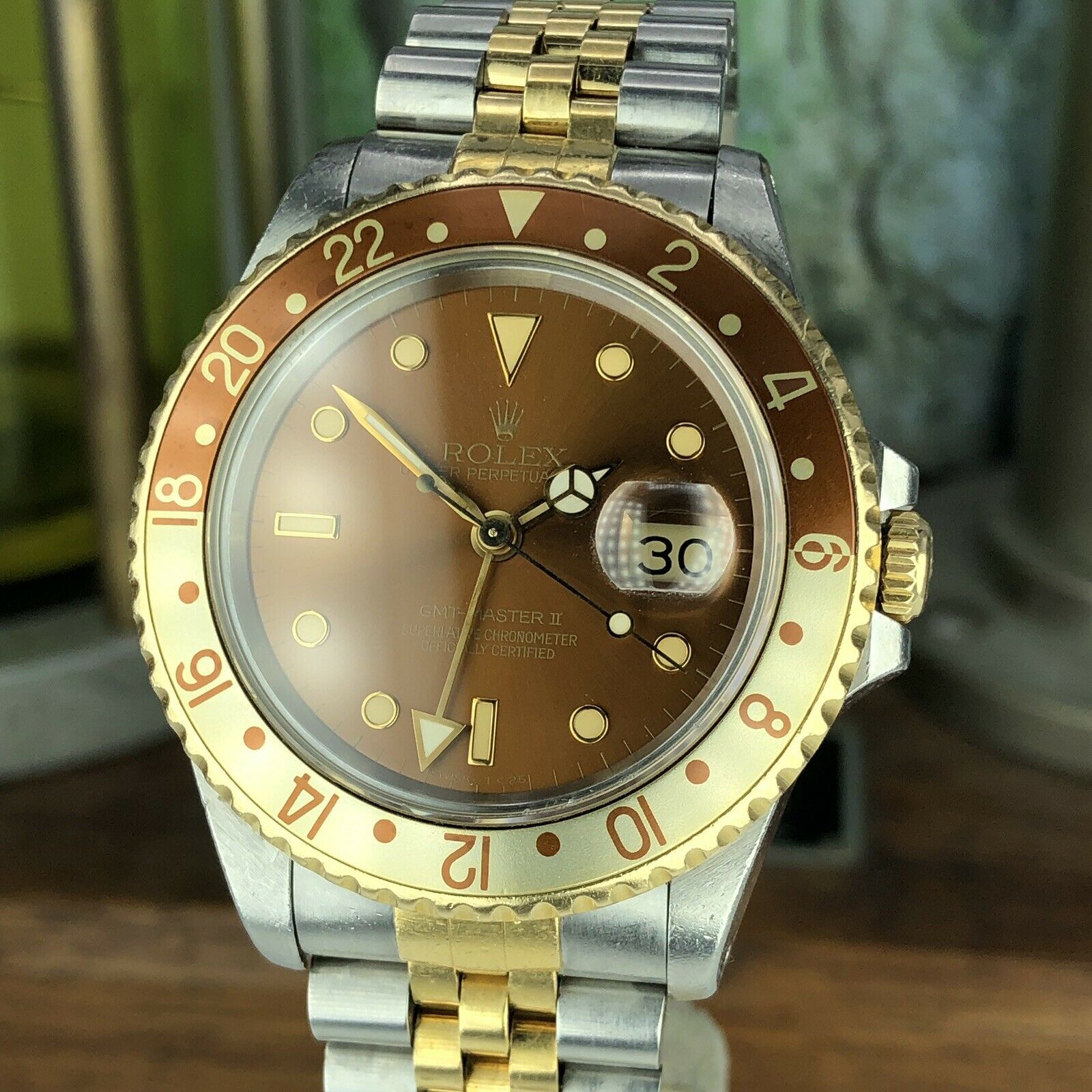 1991 Vintage Rolex 16713 GMT-Master 2 Tone Gold & Steel Unpolished Rootbeer