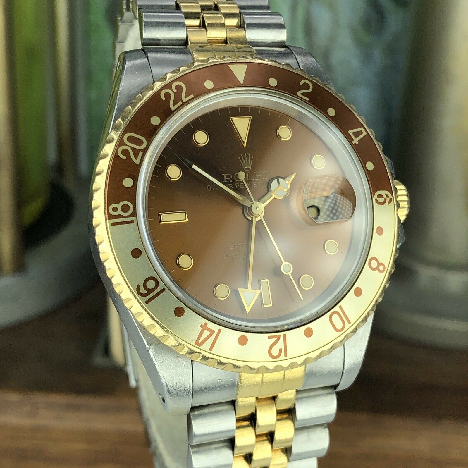 1991 Vintage Rolex 16713 GMT-Master 2 Tone Gold & Steel Unpolished Rootbeer