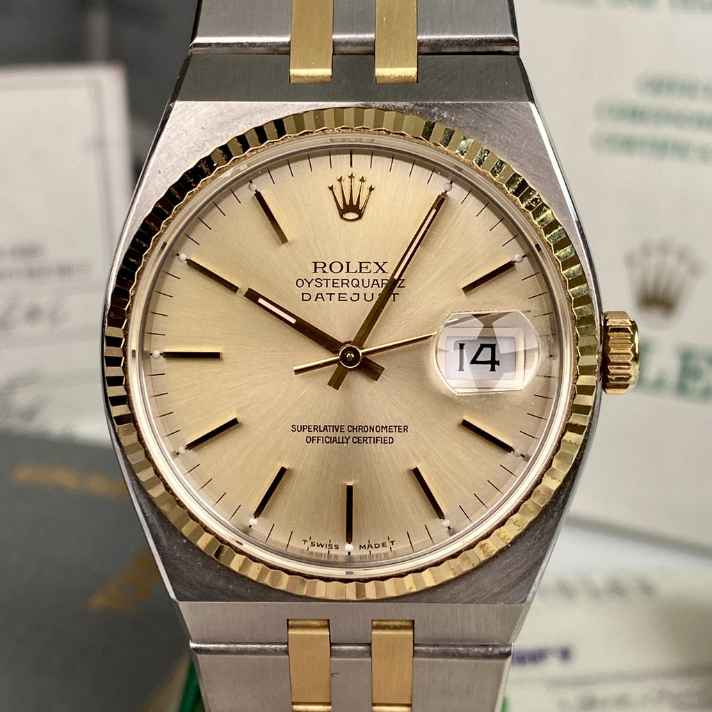 1992 Rolex Datejust Oysterquartz 17013 Unpolished complete collector set box & papers