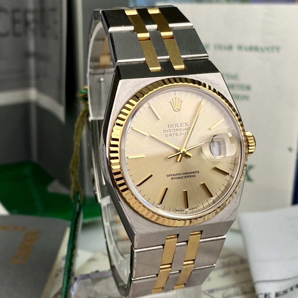 1992 Rolex Datejust Oysterquartz 17013 Unpolished complete collector set box & papers