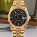 1993 Rolex Datejust 16248 Bark Finish 18k gold Black Dial Unpolished in Mint Condition