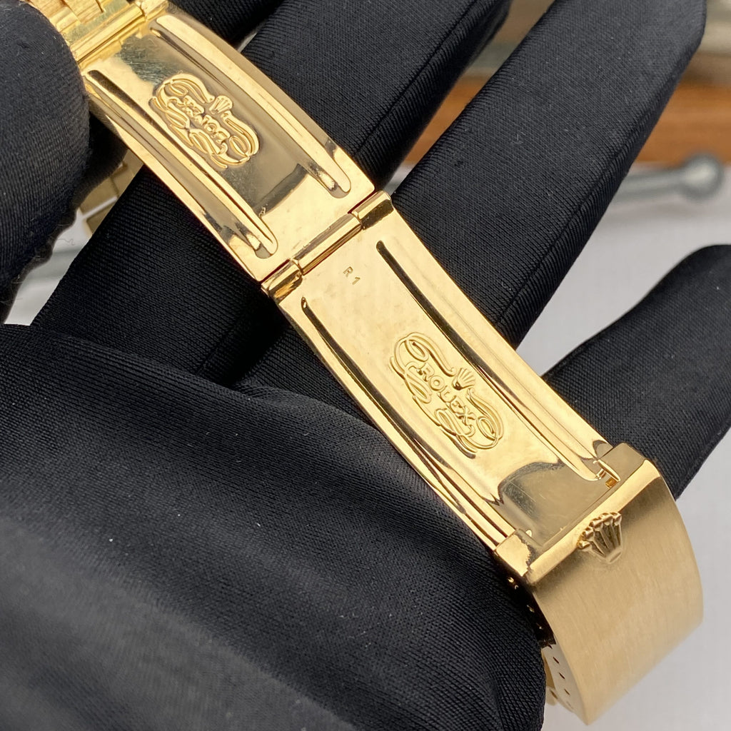 1993 Rolex Datejust 16248 Bark Finish 18k gold Black Dial Unpolished in Mint Condition