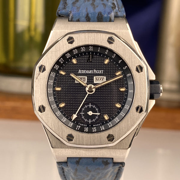 1994 Audemars Piguet Royal Oak 25808ST Triple Calendar Blue Dial Unpolished