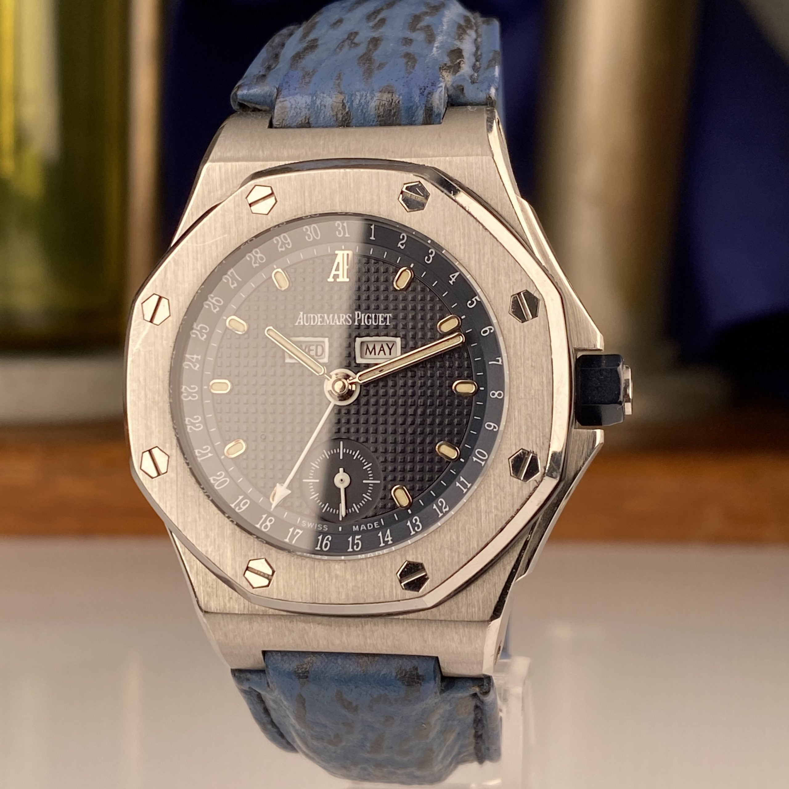 1994 Audemars Piguet Royal Oak 25808ST Triple Calendar Blue Dial Unpolished