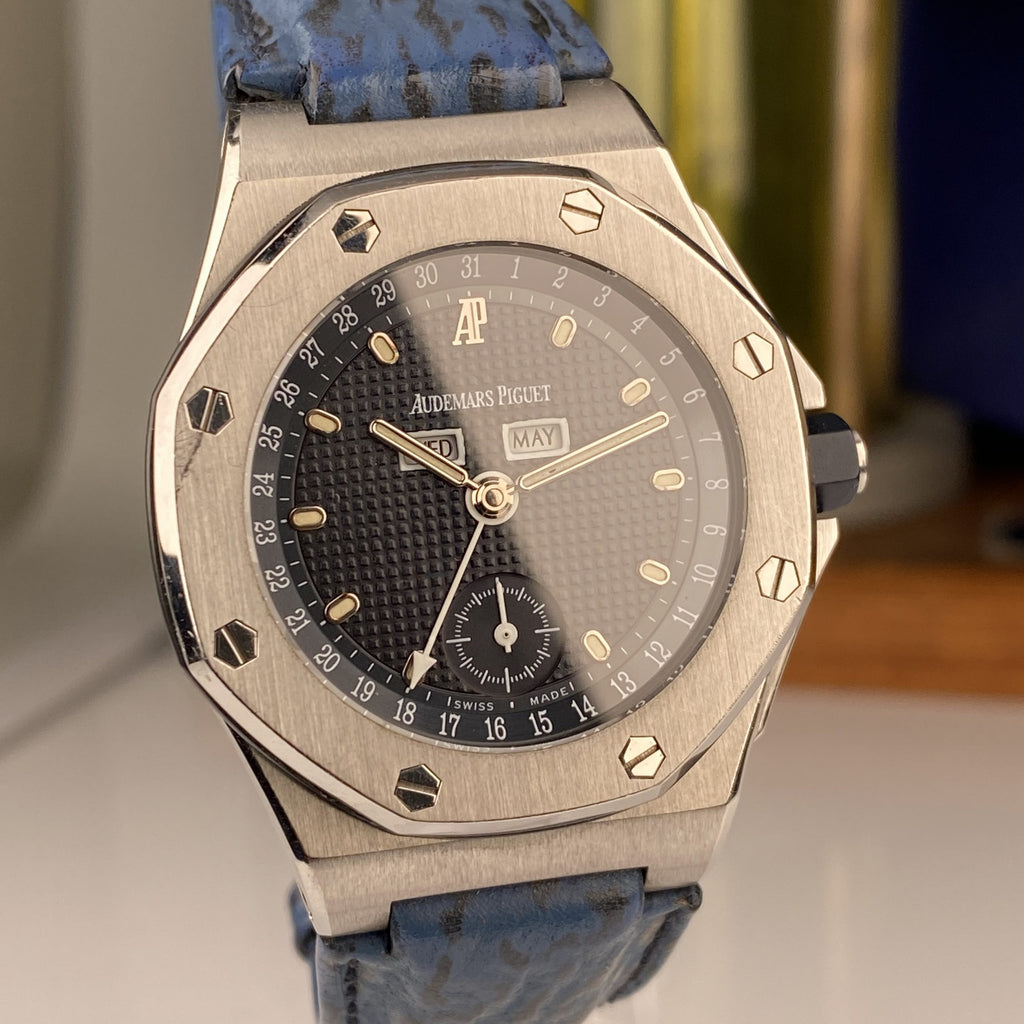 1994 Audemars Piguet Royal Oak 25808ST Triple Calendar Blue Dial Unpolished