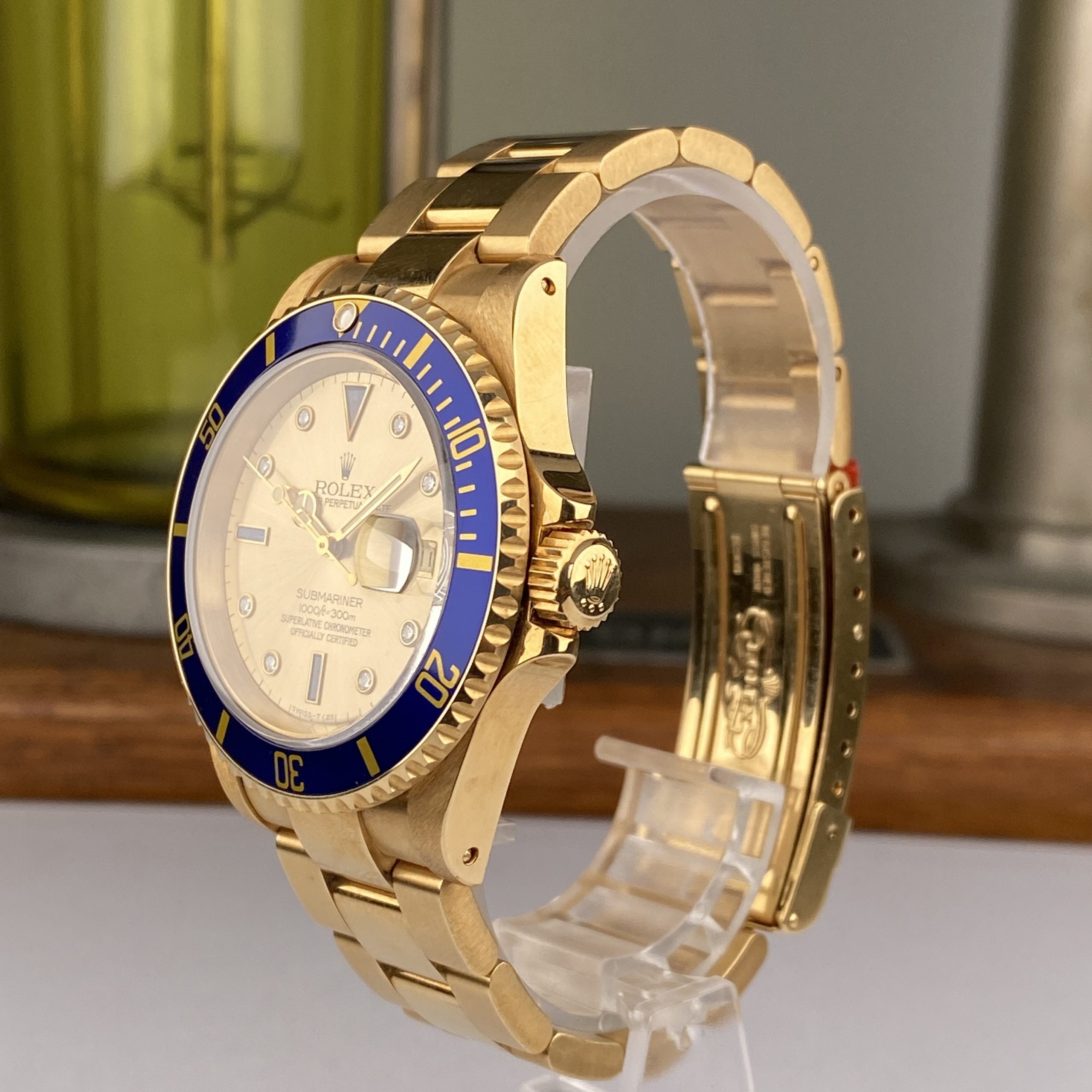 1994 Rolex Submariner 16618 New Old Stock with Stickers Factory Diamond Serti Dial NOS