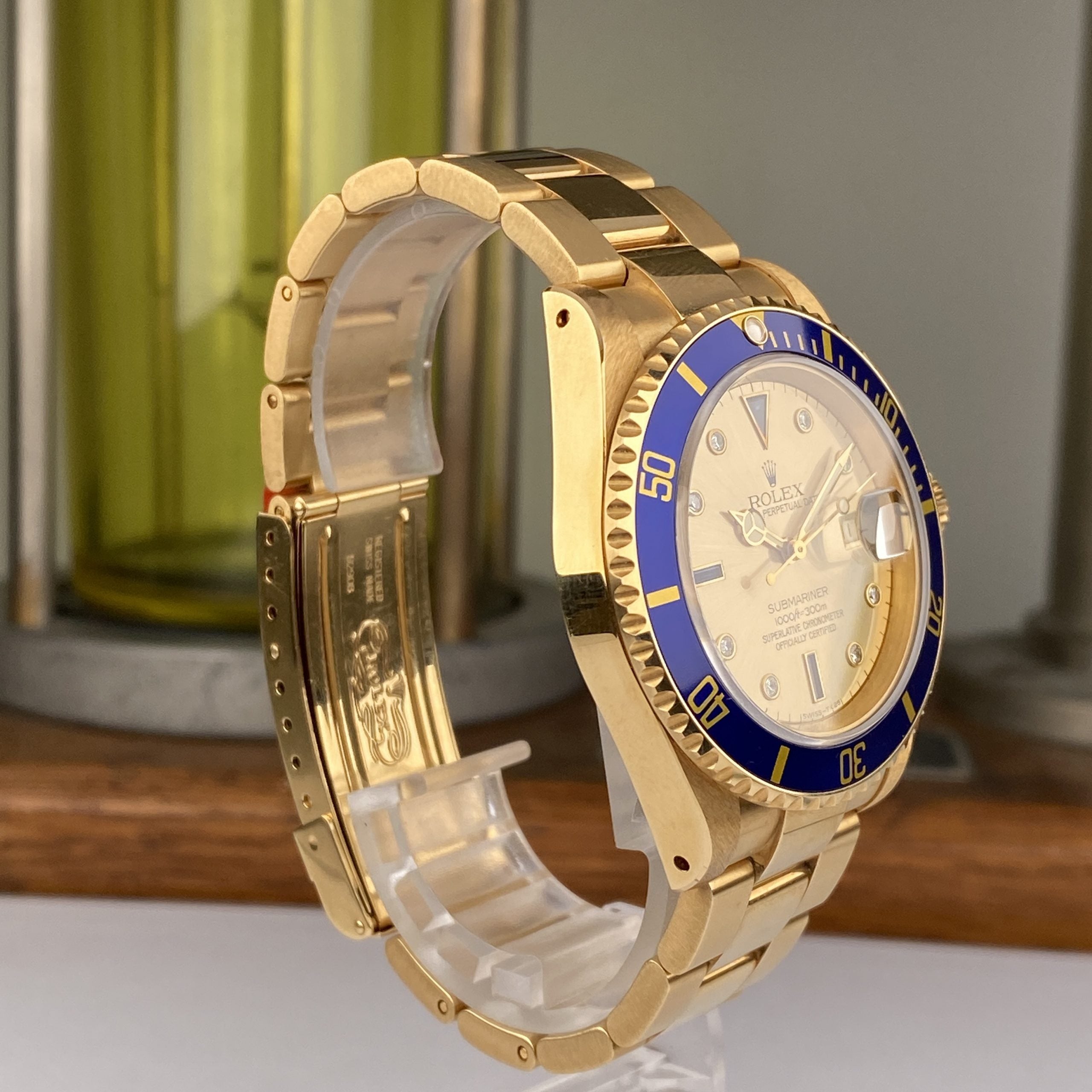1994 Rolex Submariner 16618 New Old Stock with Stickers Factory Diamond Serti Dial NOS