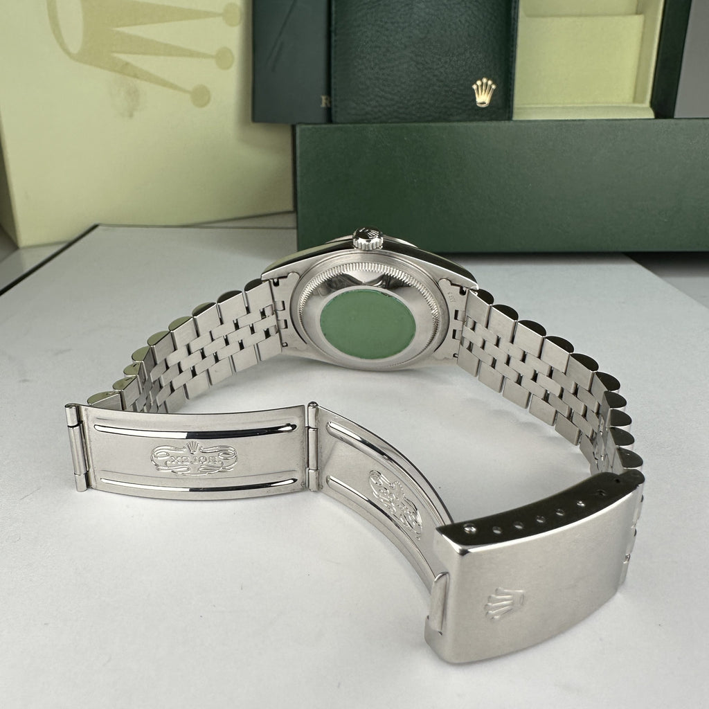 1995 Rolex Datejust 16234 Steel & Gold Jubilee Unpolished Factory Blue Diamond Dial box & papers