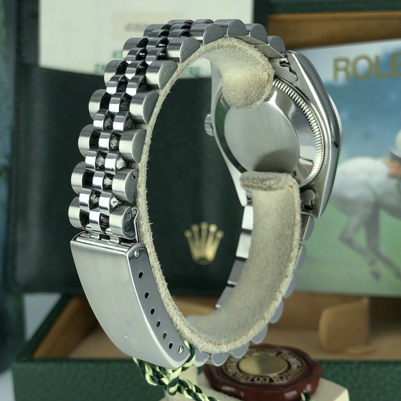 1995 Rolex Datejust 68240 Mid Size Factory White Roman Dial 31mm W Box & Papers