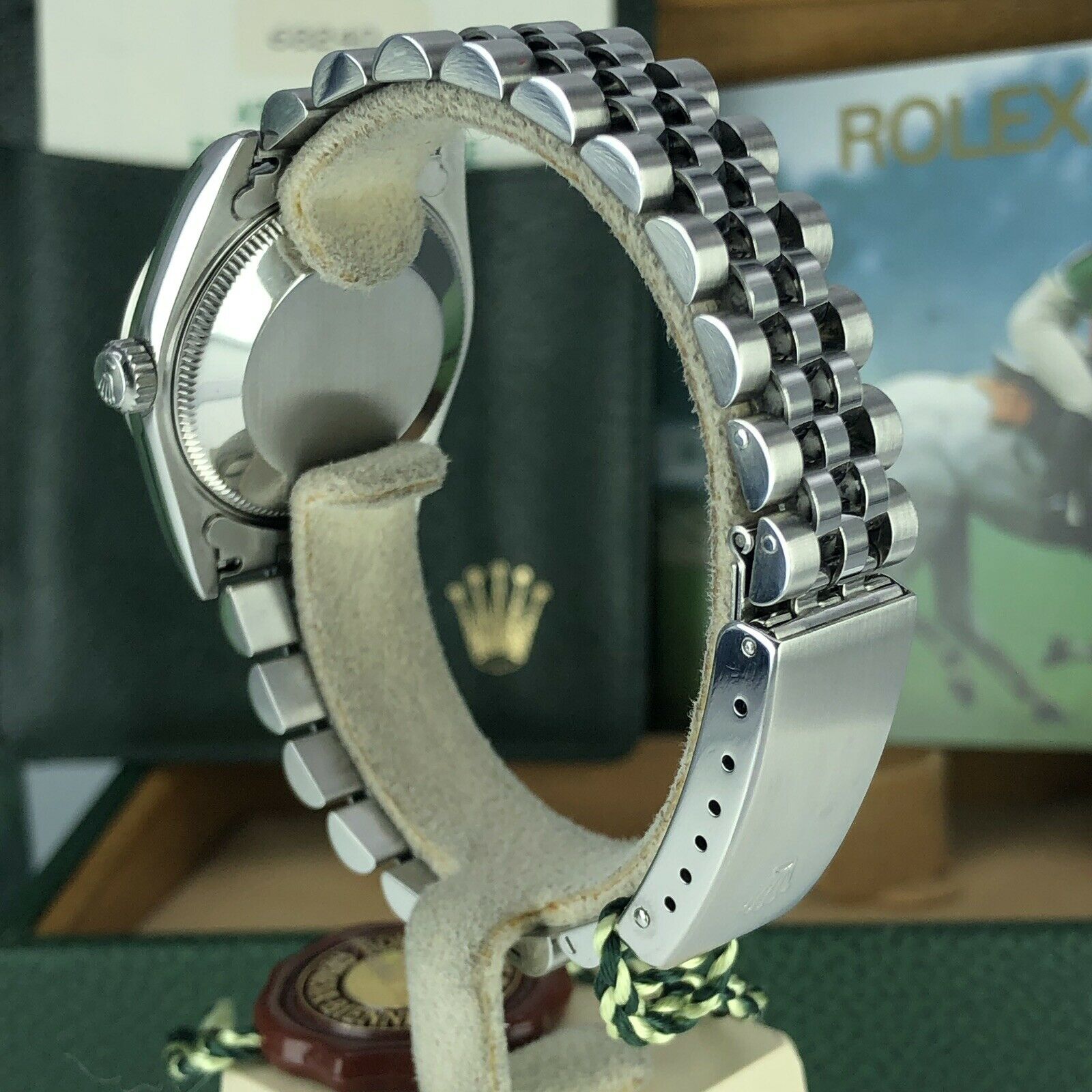 1995 Rolex Datejust 68240 Mid Size Factory White Roman Dial 31mm W Box & Papers