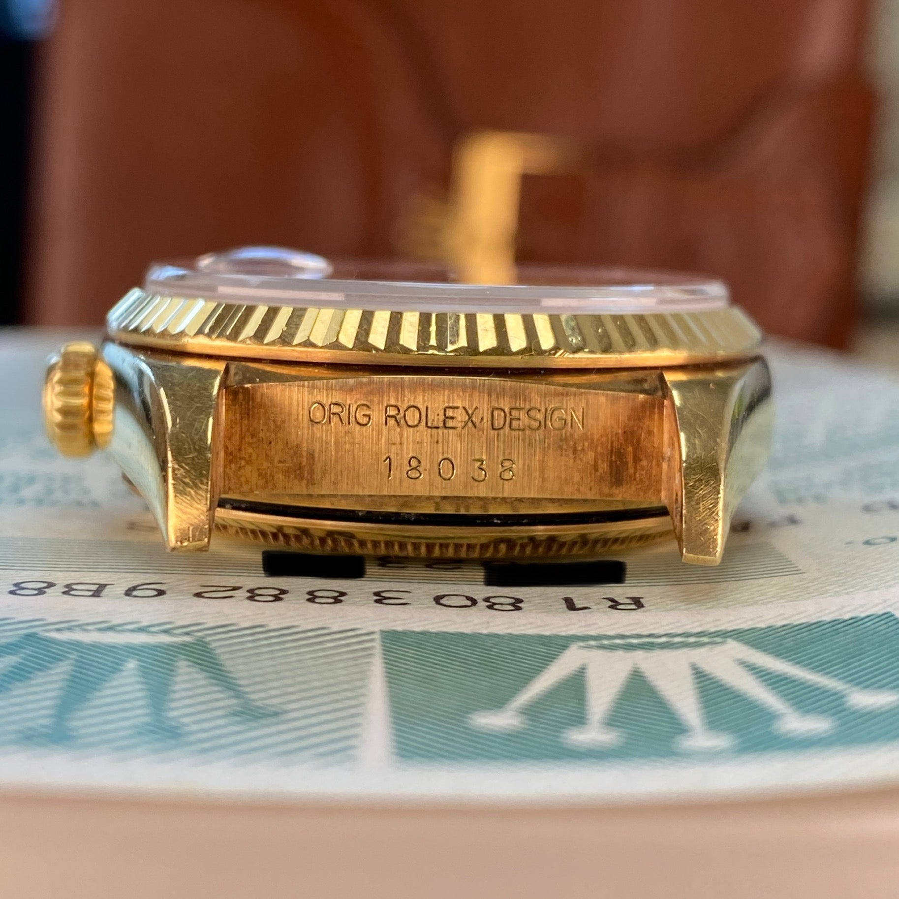 1988 Rolex Day-Date 18038 Wood Dial Complete Set Box & Papers