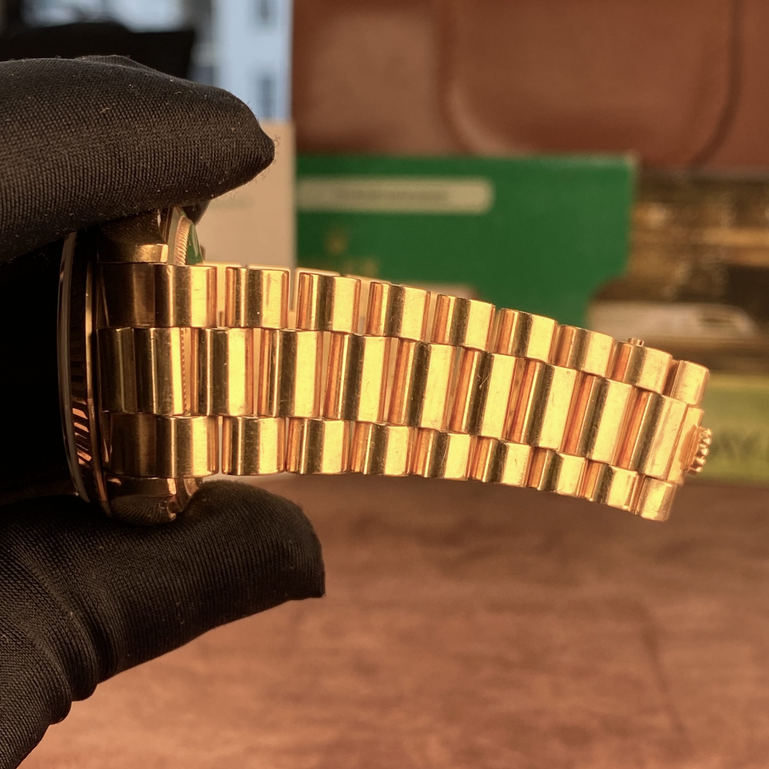 1988 Rolex Day-Date 18038 Wood Dial Complete Set Box & Papers