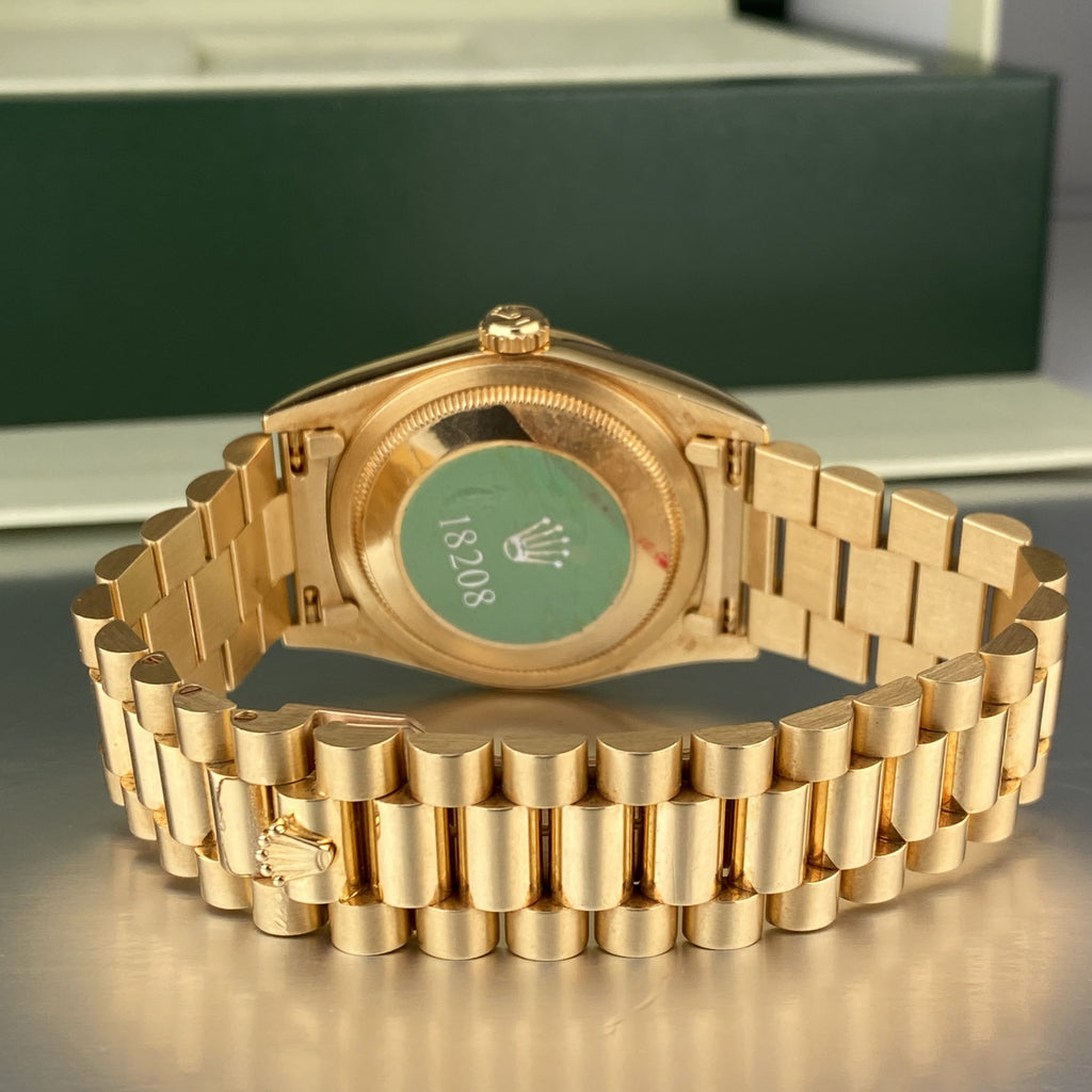 1995 Rolex Day-Date 18208 Unpolished President Yellow Gold Roman Dial and Spanish Day