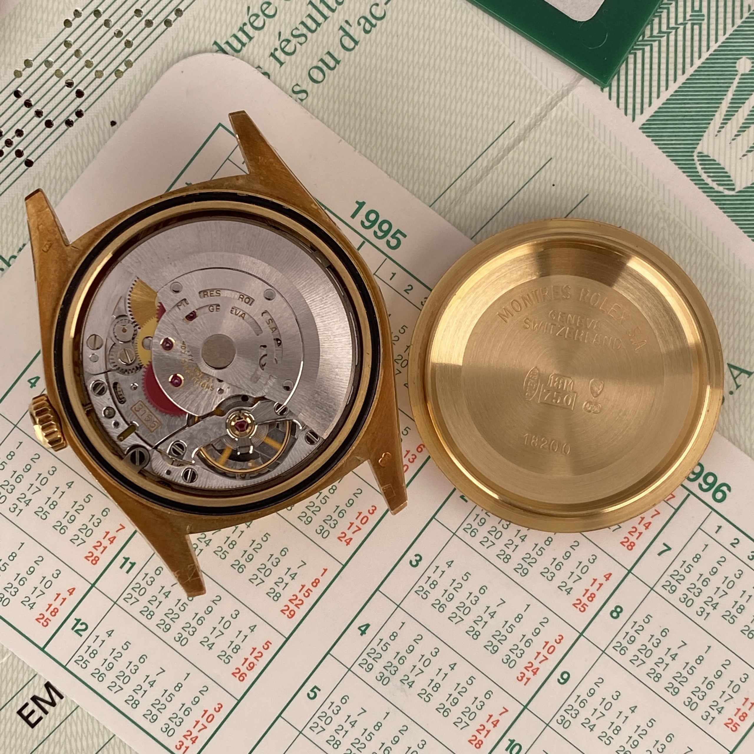 1995 Rolex Day-Date 18238 Onyx Dial Unpolished Complete Set Box & Papers