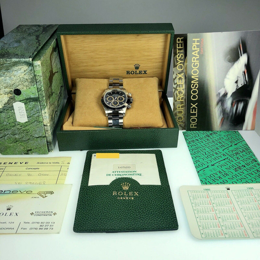 1995 Vintage NOS Rolex Daytona 16520 zenith Real Patrizzi W Serial Full Set