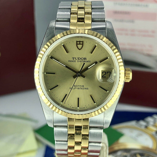 1995 Vintage Tudor Prince Oysterdate 74033 2Tone IBM Reward Box & Papers