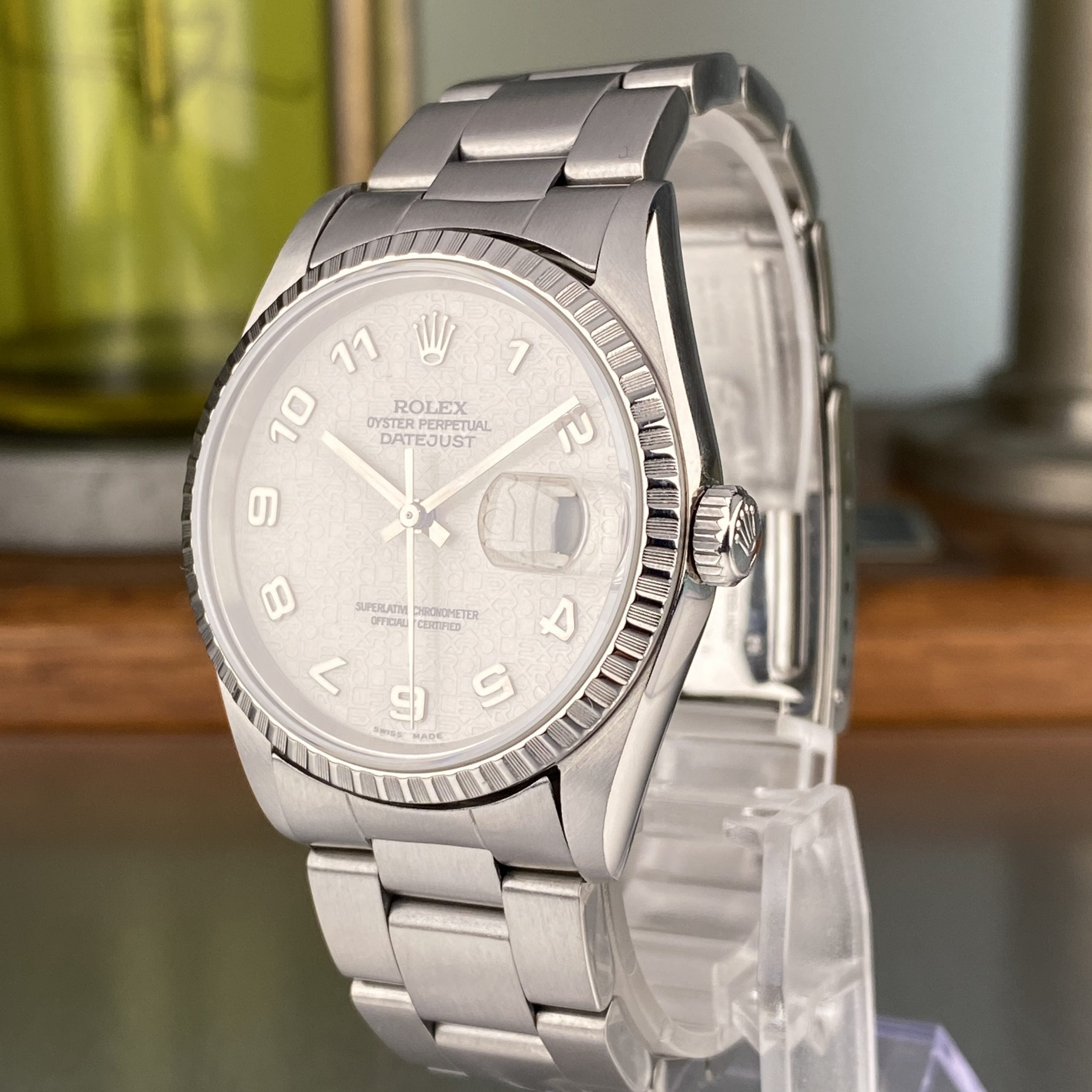 1996 Rolex Datejust 16220 White Arabic Anniversary White Dial 36mm