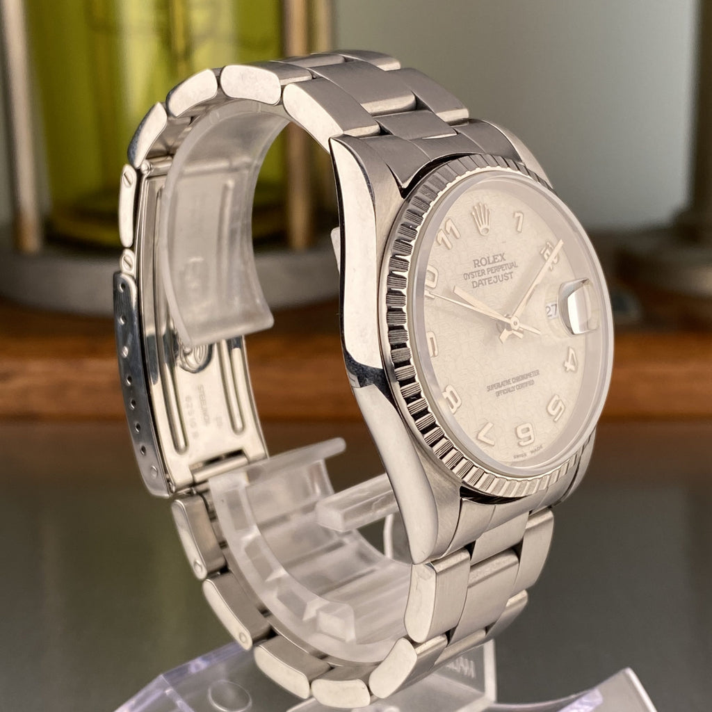 1996 Rolex Datejust 16220 White Arabic Anniversary White Dial 36mm
