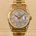1996 Rolex Day-Date 18338 President Unpolished Yellow Gold with Factory MOP Diamonds Dial & Factory Diamonds Lugs