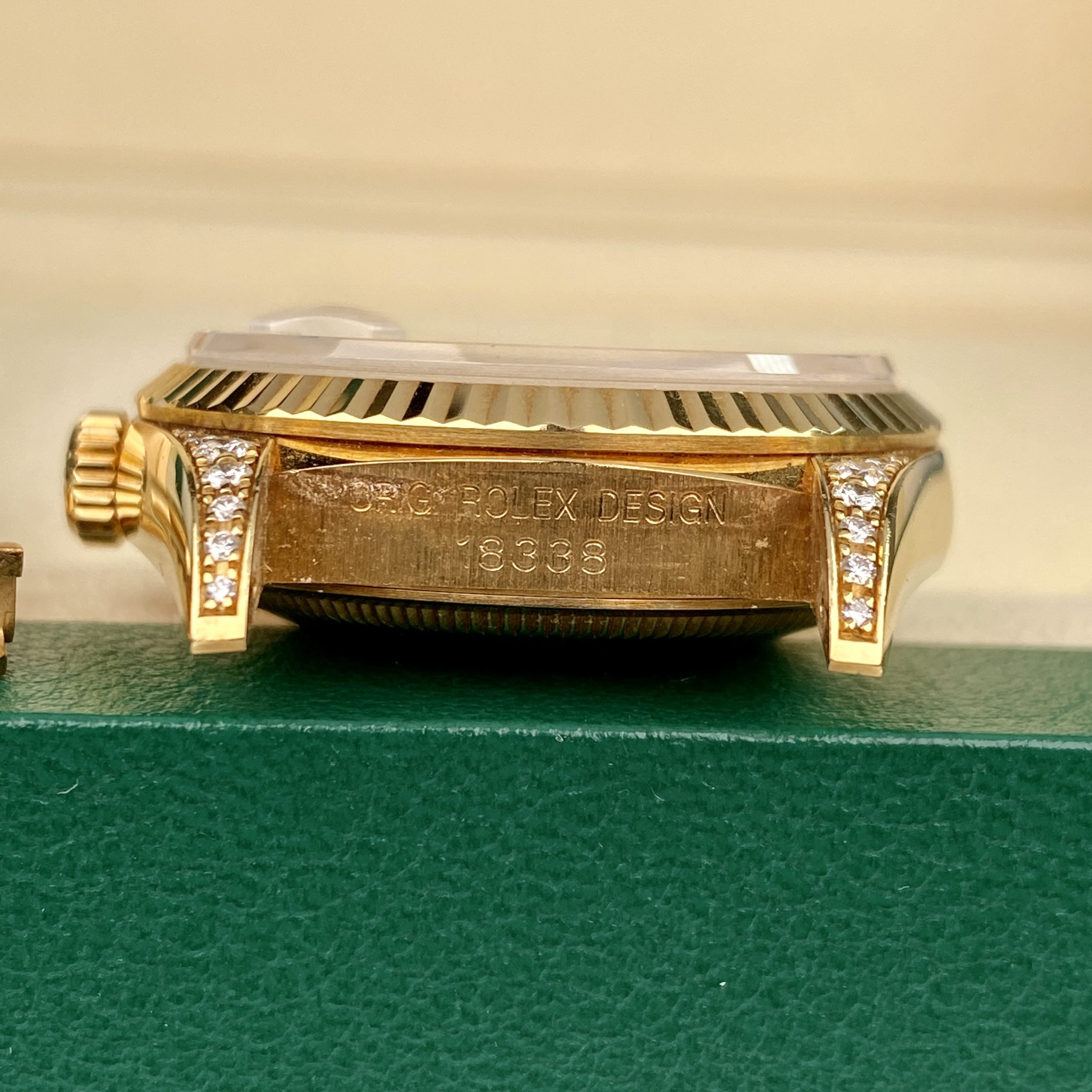 1996 Rolex Day-Date 18338 President Unpolished Yellow Gold with Factory MOP Diamonds Dial & Factory Diamonds Lugs