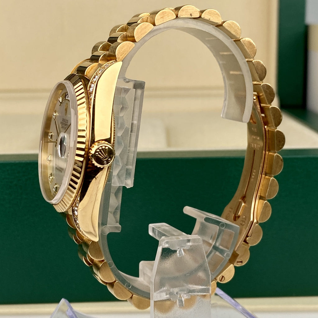 1996 Rolex Day-Date 18338 President Unpolished Yellow Gold with Factory MOP Diamonds Dial & Factory Diamonds Lugs