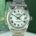 1998 Rolex Datejust 68240 Mid Size Factory White Roman Dial 31mm With Box