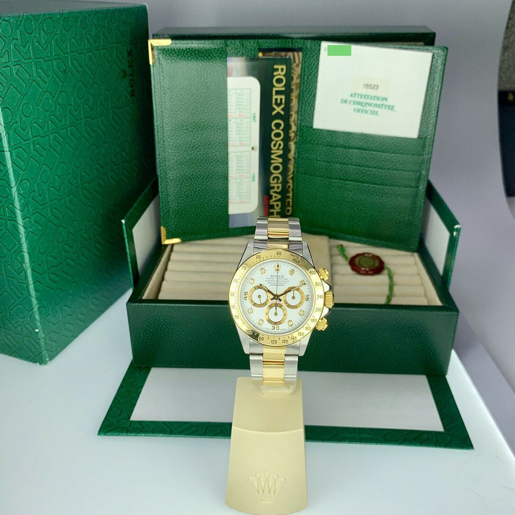 1998 Rolex Daytona 16523 Zenith Factory Diamond Dial Box & Papers Full Set