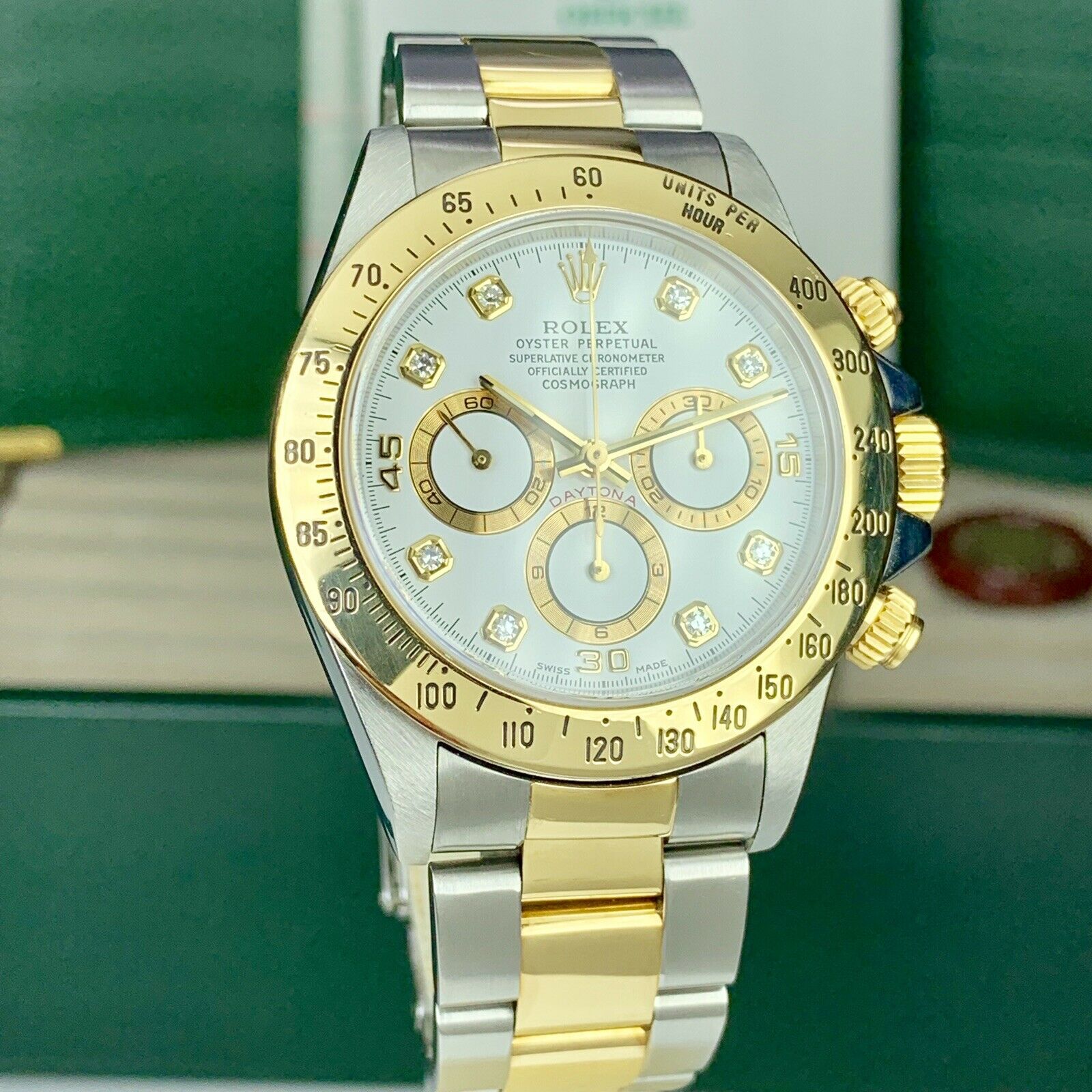 1998 Rolex Daytona 16523 Zenith Factory Diamond Dial Box & Papers Full Set