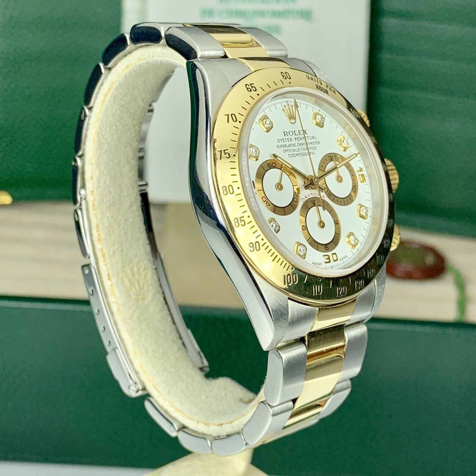 1998 Rolex Daytona 16523 Zenith Factory Diamond Dial Box & Papers Full Set