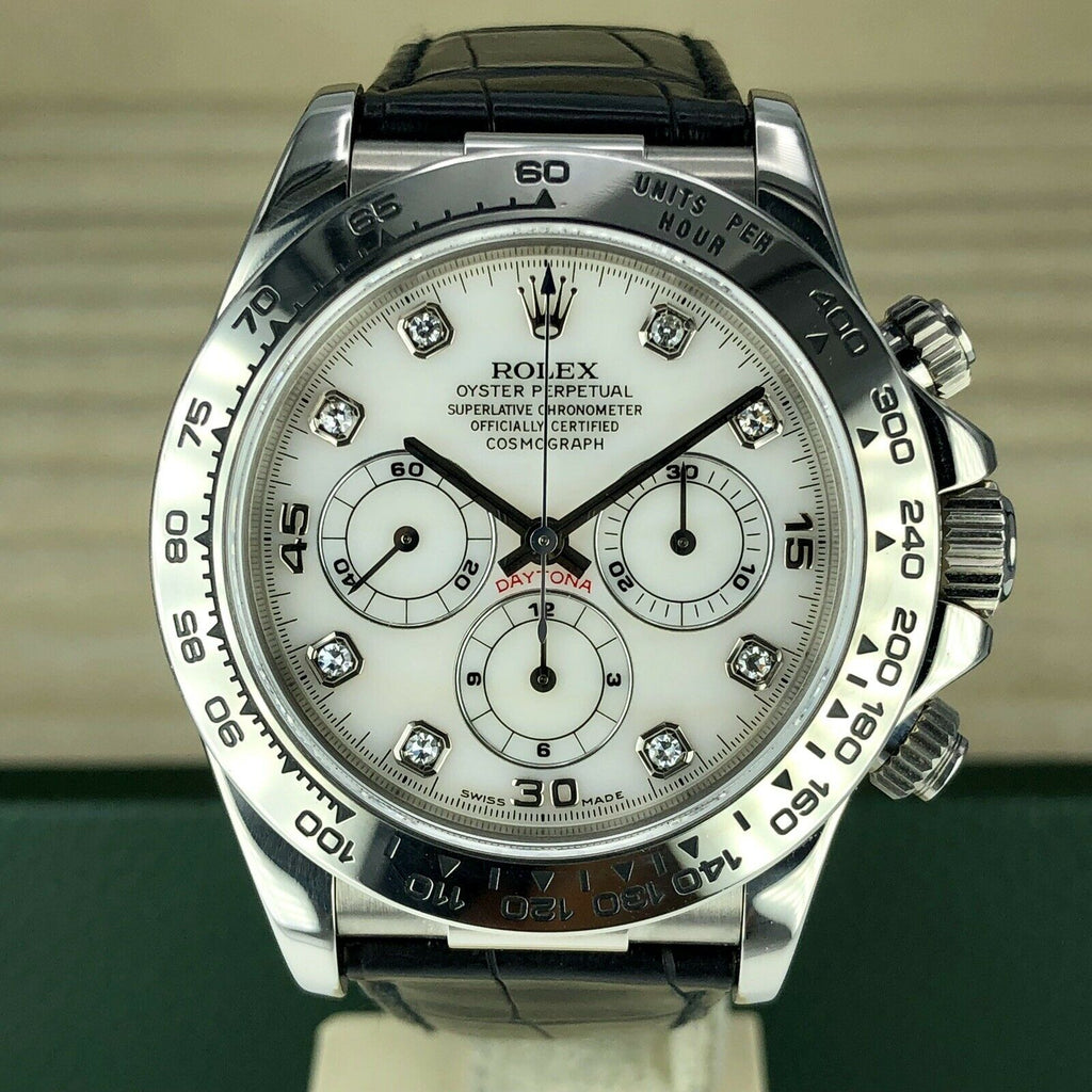1998 Vintage Rolex Daytona 16519 White Gold Diamond MOP Dial zenith Unpolished