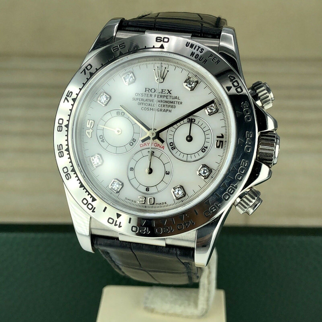1998 Vintage Rolex Daytona 16519 White Gold Diamond MOP Dial zenith Unpolished