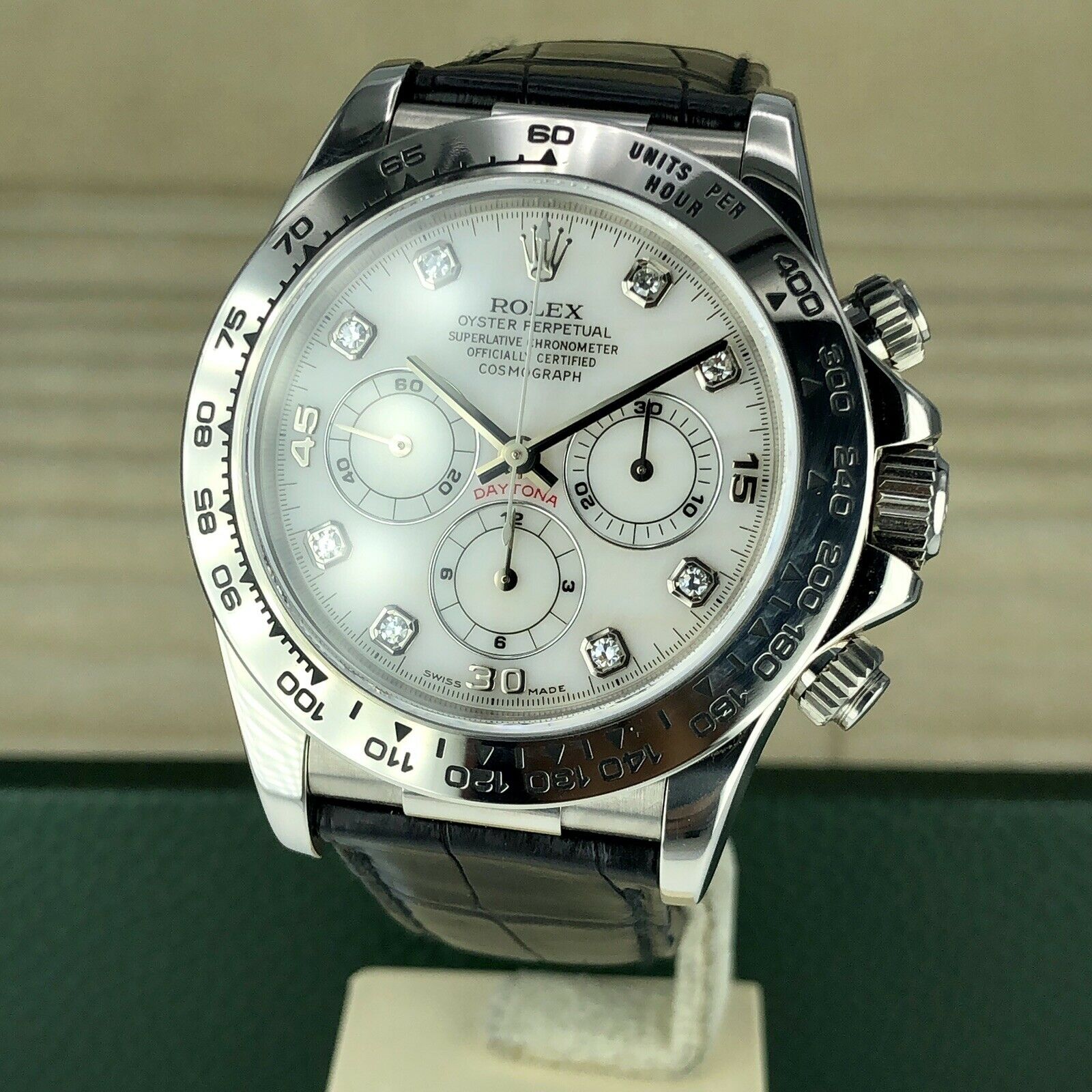 1998 Vintage Rolex Daytona 16519 White Gold Diamond MOP Dial zenith Unpolished