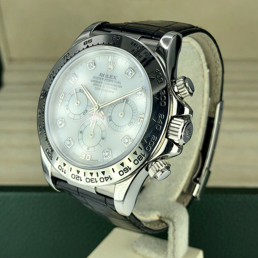 1998 Vintage Rolex Daytona 16519 White Gold Diamond MOP Dial zenith Unpolished