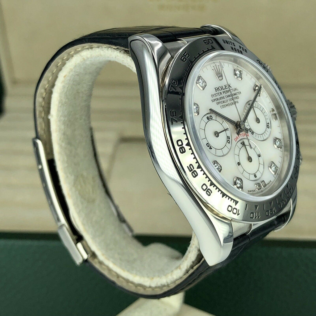 1998 Vintage Rolex Daytona 16519 White Gold Diamond MOP Dial zenith Unpolished