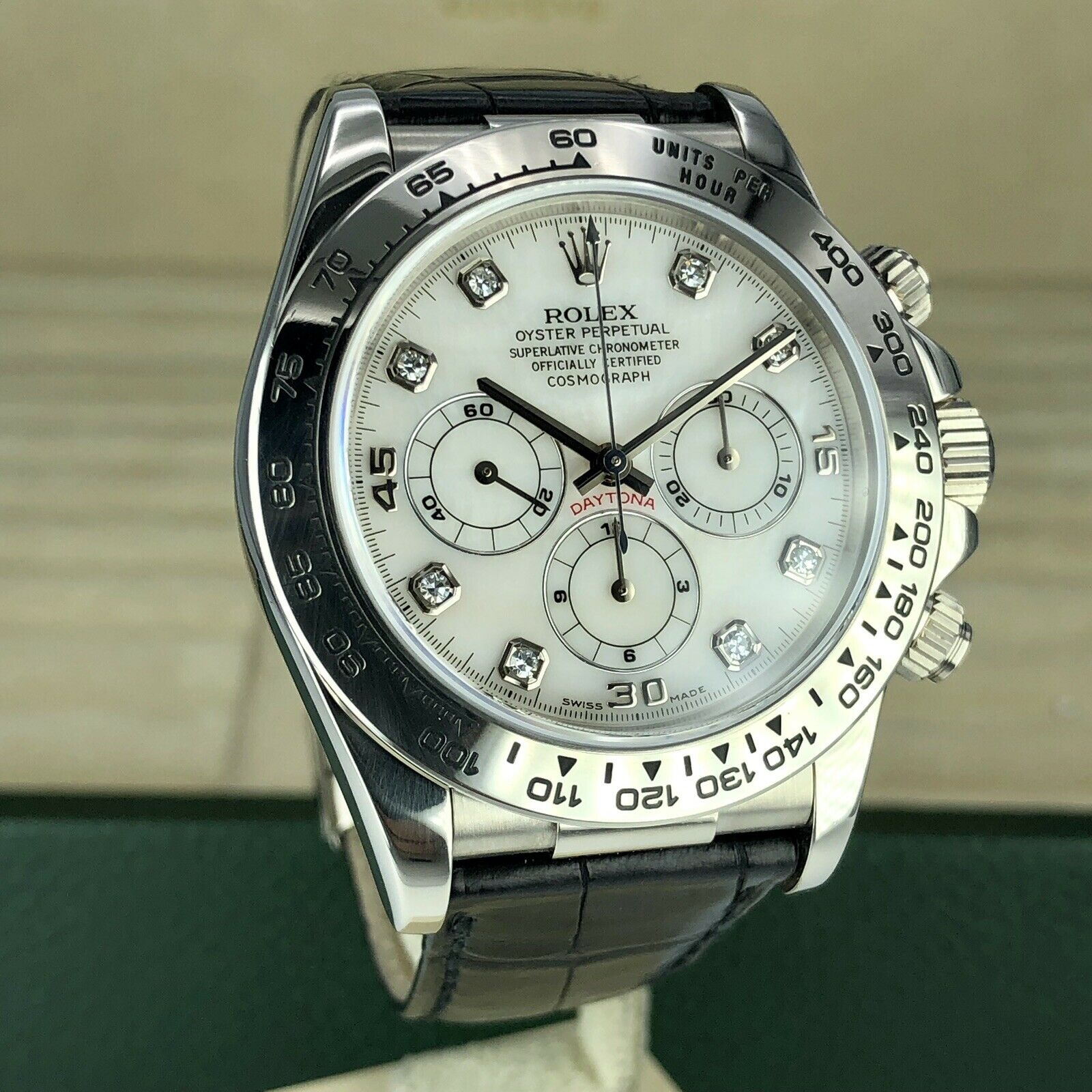 1998 Vintage Rolex Daytona 16519 White Gold Diamond MOP Dial zenith Unpolished