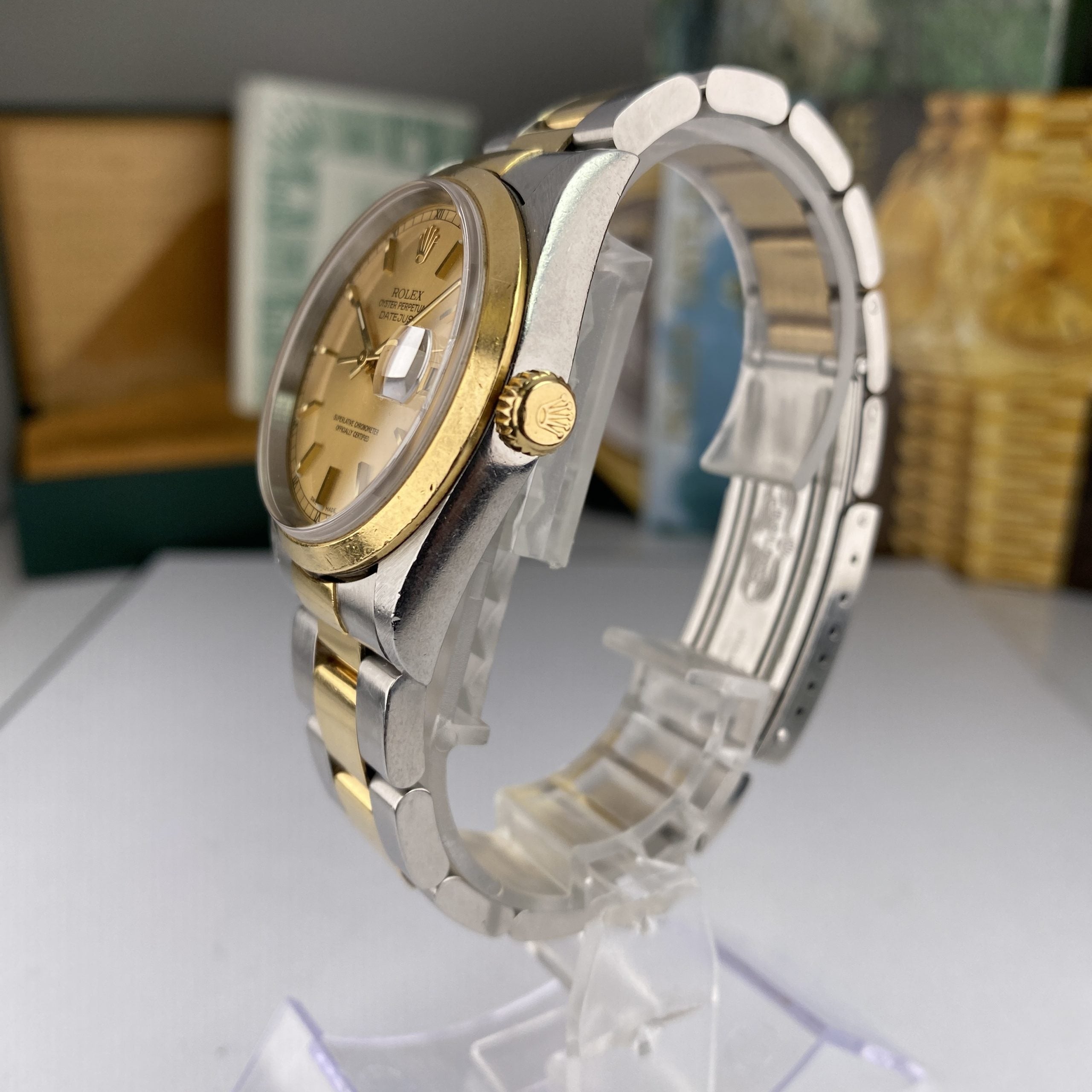 1999 Rolex Datejust 16203 Steel & Gold Oyster 36mm Unpolished complete set box & papers