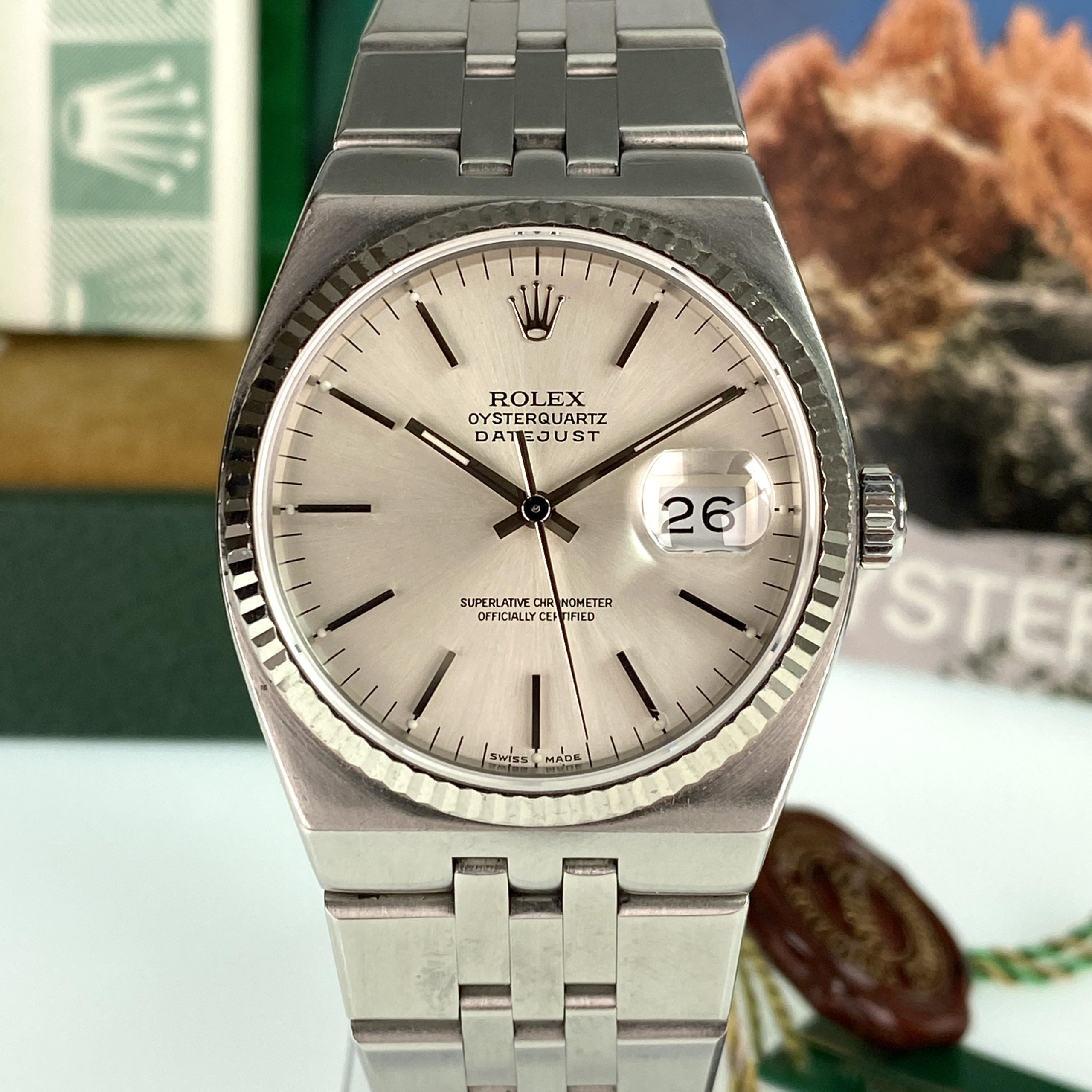 1999 Rolex Datejust Oysterquartz 17014 Unpolished complete collector set box & papers